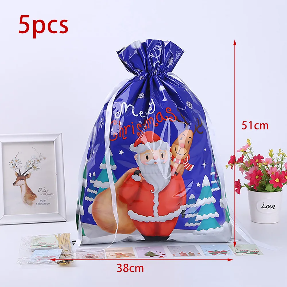 

30pcs Christmas Gift Bag Drawstring Candy Cookie Packing Bag Gift Holders Santa Claus Wrapping Pouch New Year 2022