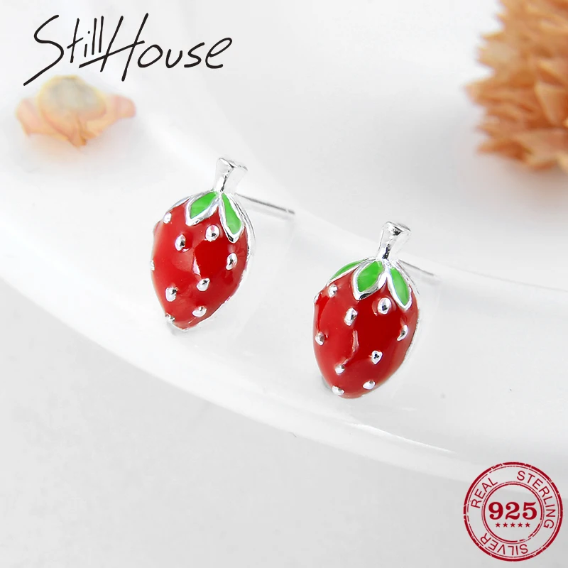 Высококачественные серьги-гвоздики из стерлингового серебра 925 пробы с красной