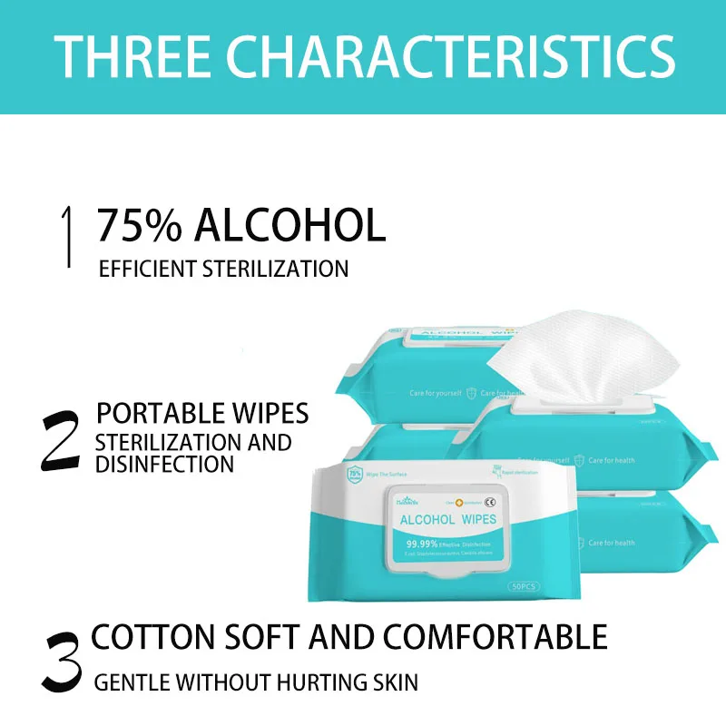 50 шт./кор. дезинфицирующие влажные салфетки для ухода за кожей стерилизационные