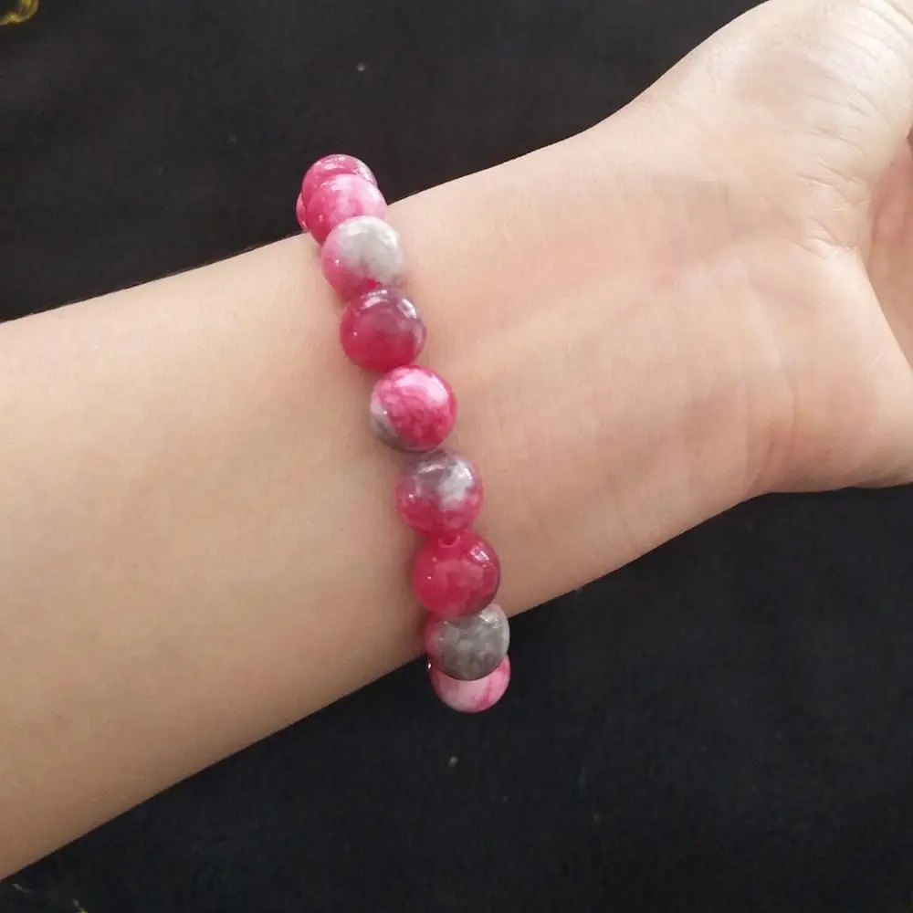 Pink jade red and green colorful ball beads powder du cute bracelet women's version 1018 | Украшения и аксессуары