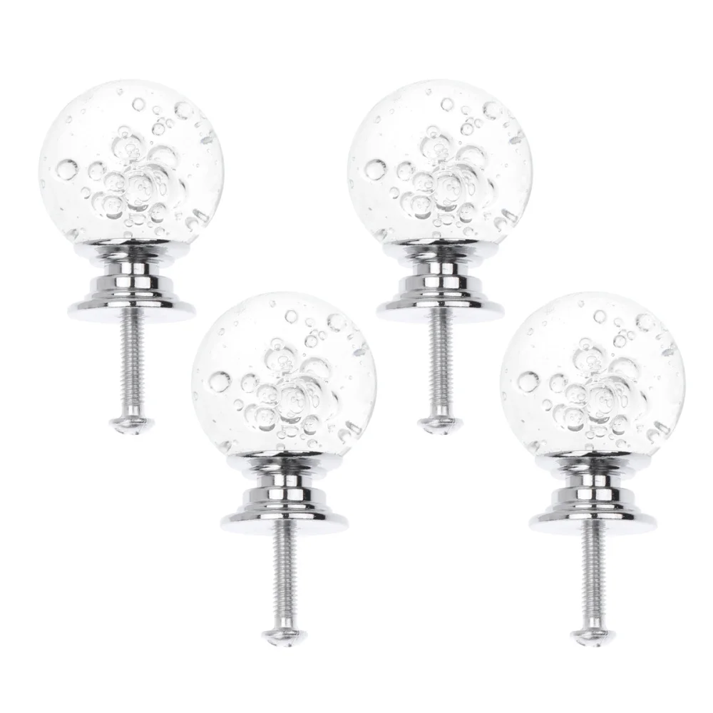 

4 Set Single Hole Silver Base Drawer Knob Bubble Cabinet Drawer Door Handle with Screws for Home Office (White, 1 Screw, 4