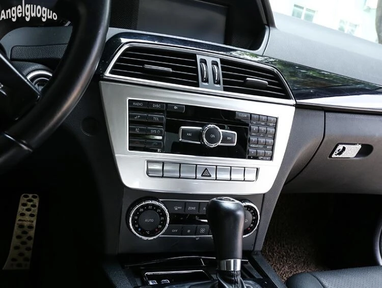 ABS углеродное волокно/хром для Mercedes Benz C class W204 2010-14 Автомобильная центральная консоль CD панель кнопки рамка отделка стикер