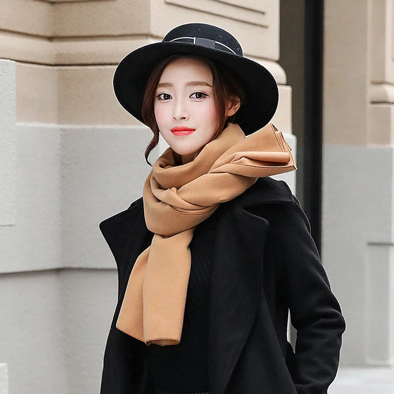 

190*65 cm 2019 Autumn Winter Women New Thickening Scarf 460g Weight Shawl Women Solid Scarf Brand Designer No pilling Scarves
