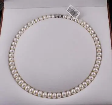 Ожерелье + Натуральное пресноводное жемчужное ожерелье 42 см настоящий жемчуг