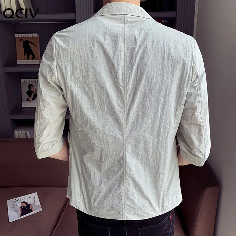 

Short-sleeved jacket men's self-cultivation personality suit solid color half-sleeved single-breasted small suit