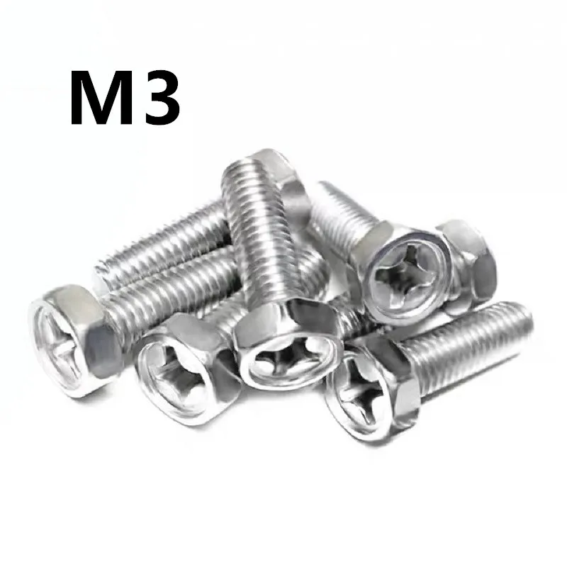 

100 шт. M3x4/5/6/8/10/12/14/16/18/20/50 мм GB29.2 нержавеющая сталь крест паз внешний шестигранный болт внешний винт с шестигранной головкой
