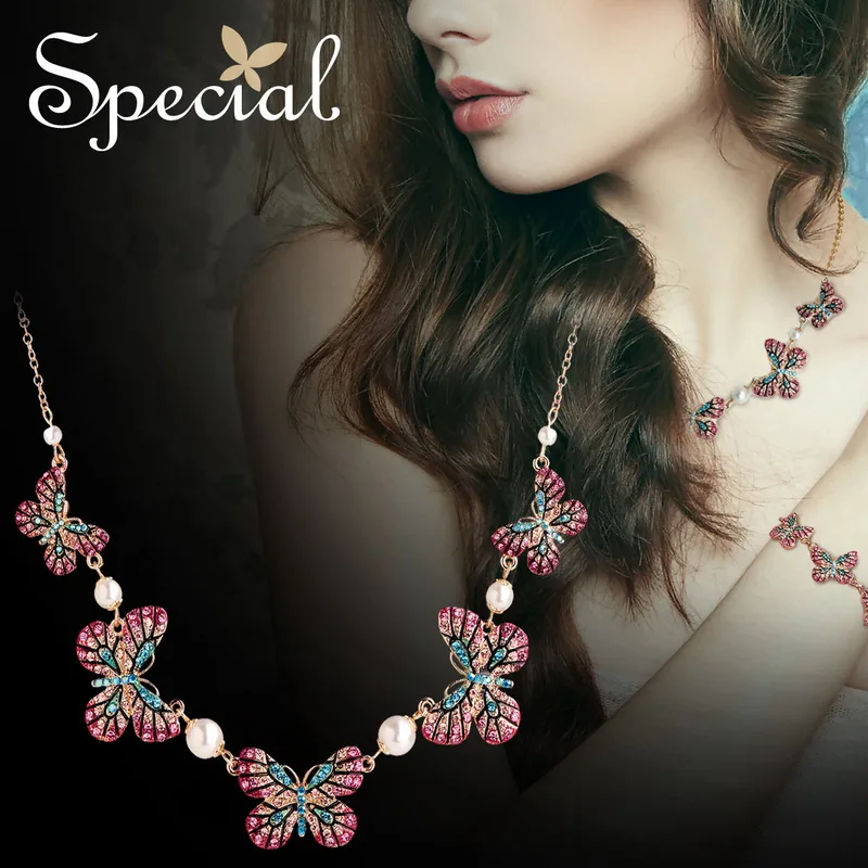 

Special Fashion Colorful Butterfly Maxi Necklace Women Gold Strand Necklaces & Pendants Luxury Jewelry Gifts for Ladies S1749N