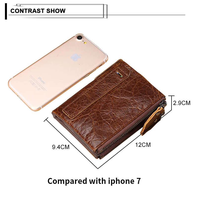 Мужские кошельки из натуральной кожи с двойной молнией мужские бумажники