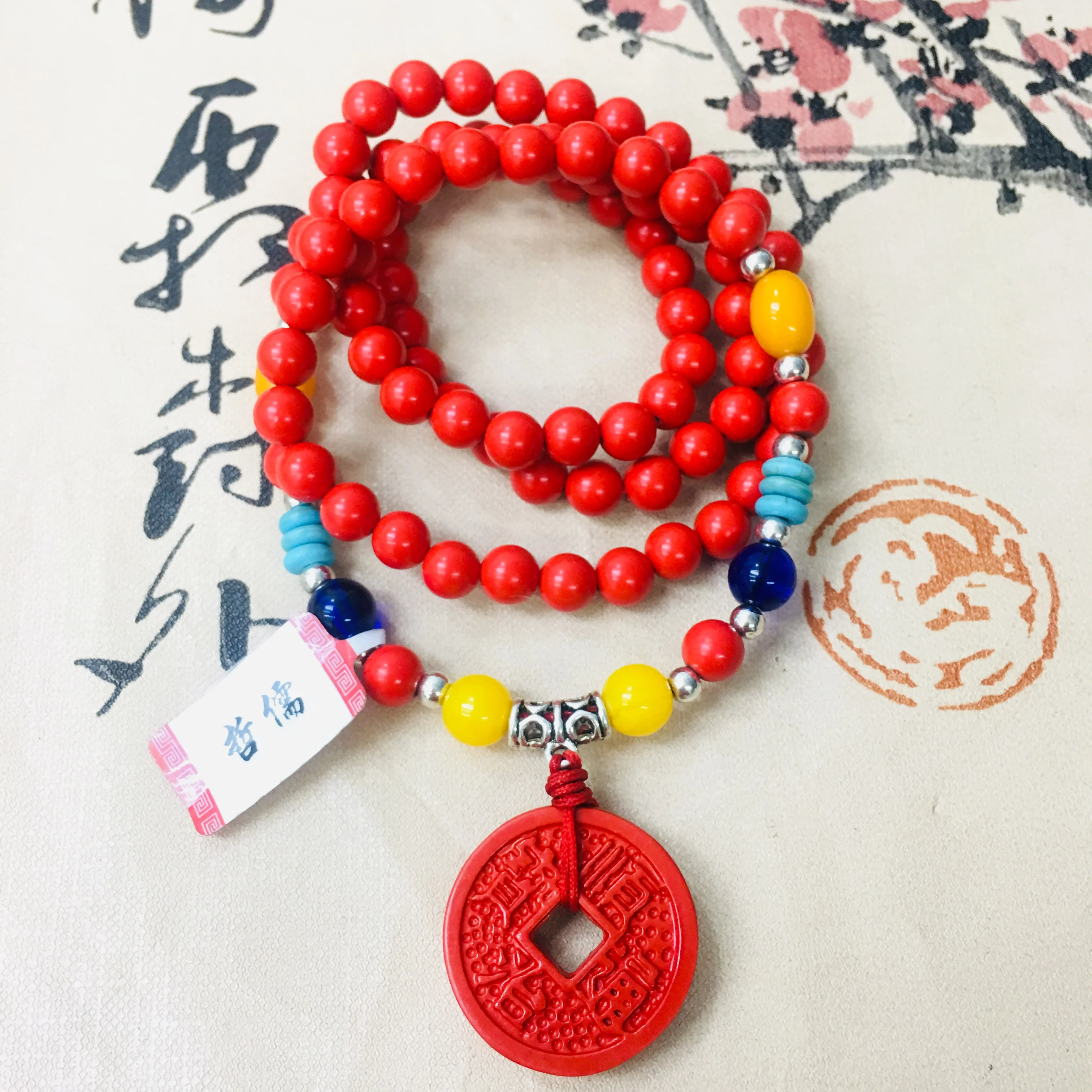 Zheru натуральная киноварь резной старинный шунчжи денежный кулон с двухцветными