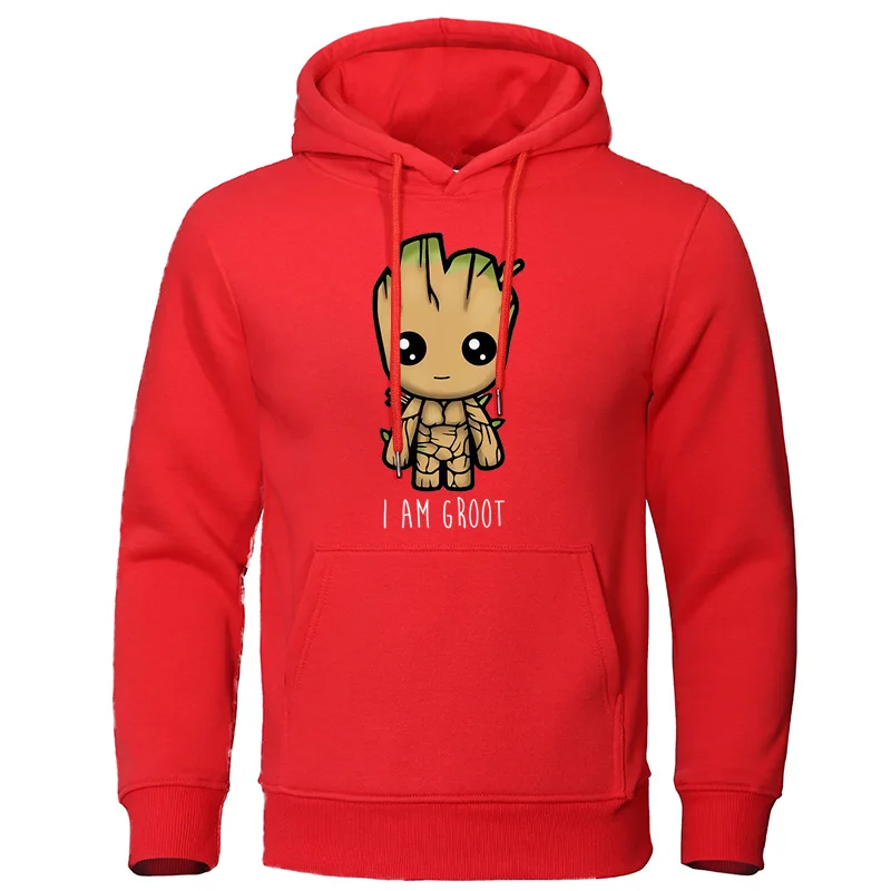 I Am groot, мужские толстовки, Осенние Теплые свитшоты, Повседневная Уличная одежда, пуловер harajuku, качественные топы, милый Принт, мужской спортивный костюм Groot