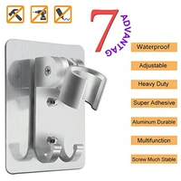 2pcs adjustable shower head holder wall bracket bathroom shower stand aluminum no drilling adhesive showerhead clamp accessories