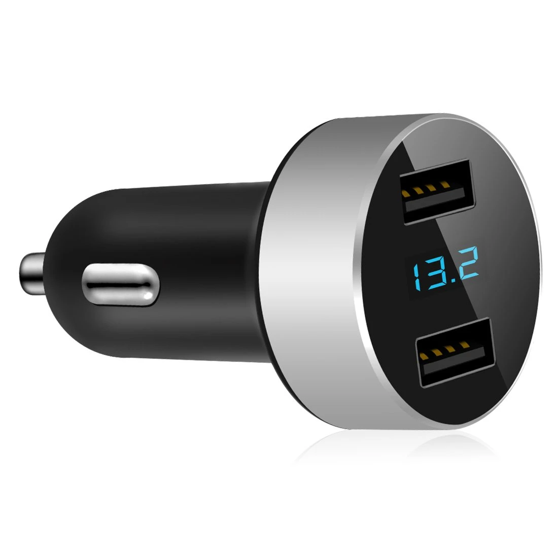 Двойной USB Автомобильное зарядное устройство светодиодный дисплей Авто прикуриватель измеритель напряжения 3.1A автомобильный адаптер зарядного устройства для телефона для iphone 8 Plus samsung - Название цвета: Серебристый