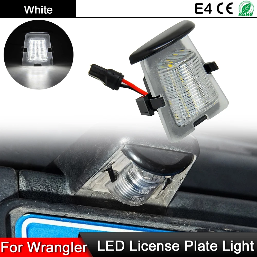 

White LED License Plate Light Number Plate Lamp For Jeep Wrangler 2007-2018
