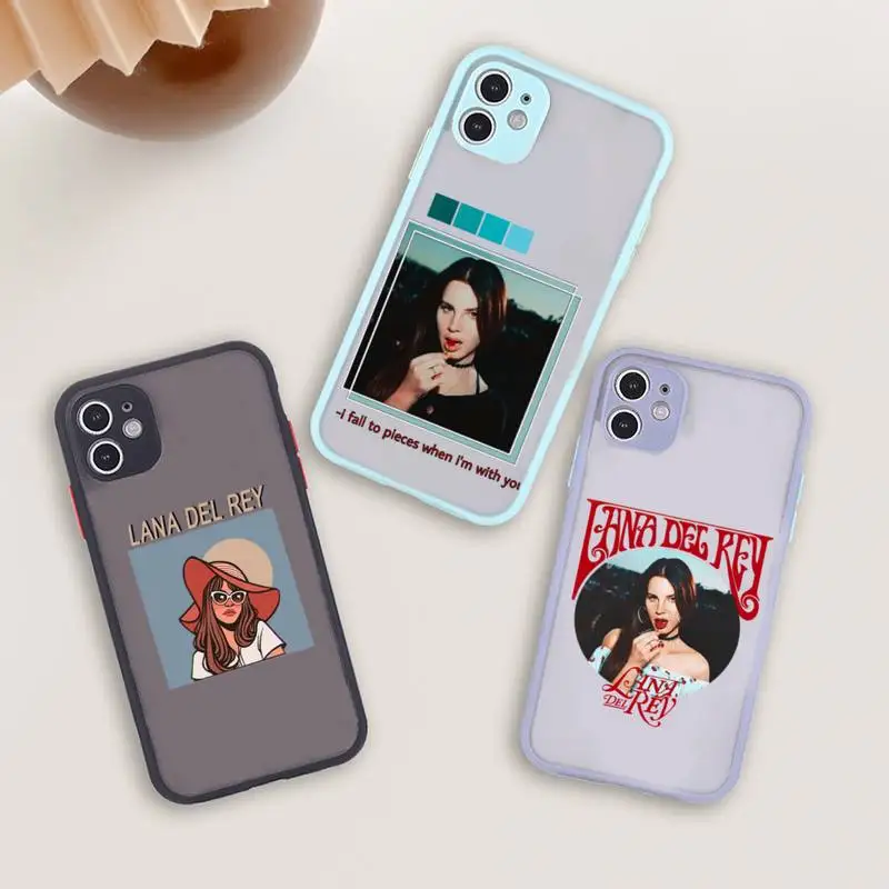 

lana del rey Phone Case For iPhone 12 11 Mini Pro XR XS Max 7 8 Plus X Matte transparent blue Back Cover