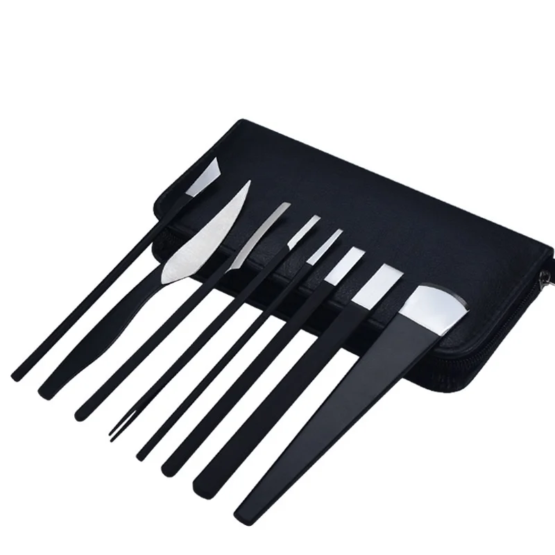 

8Pcs Stainless Steel Pedicure Knife Professional Foot Care Tool Black Set for Removing Dead Skin Nail Dirt And Calluses