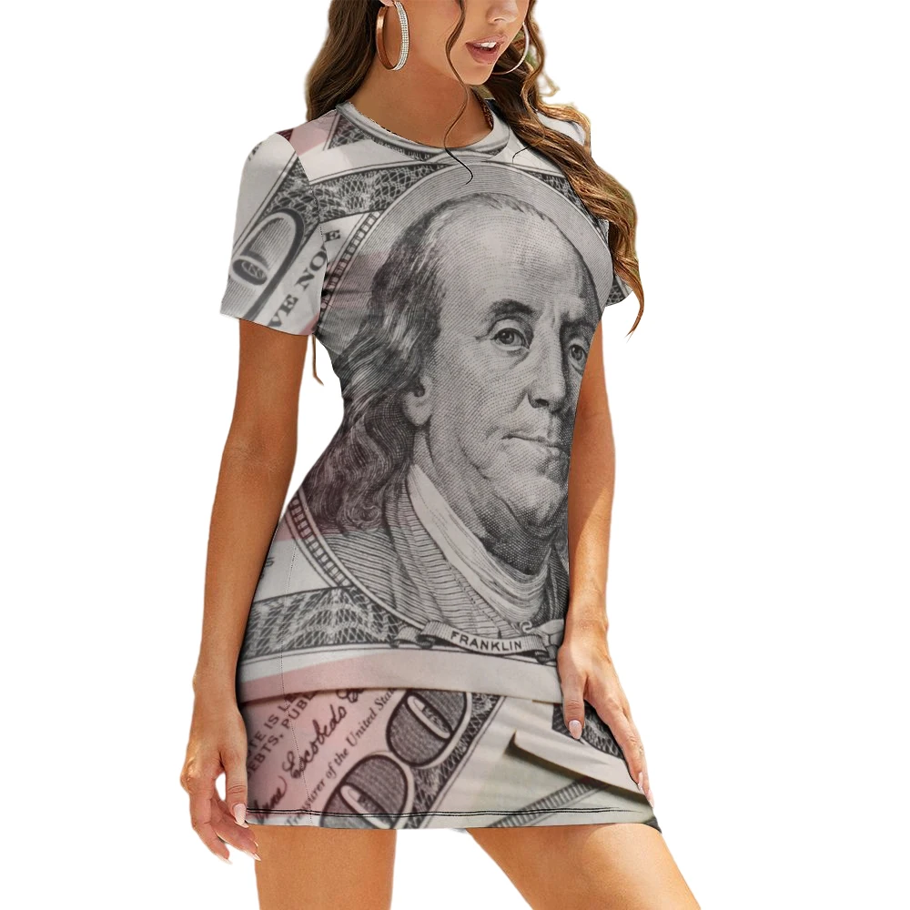 

Dollar Dresses Women Money Vestido Sexy America Ladies Dresses Usa 3d letter Print Womens Clothing Bag Hip Skirt Short Skirt