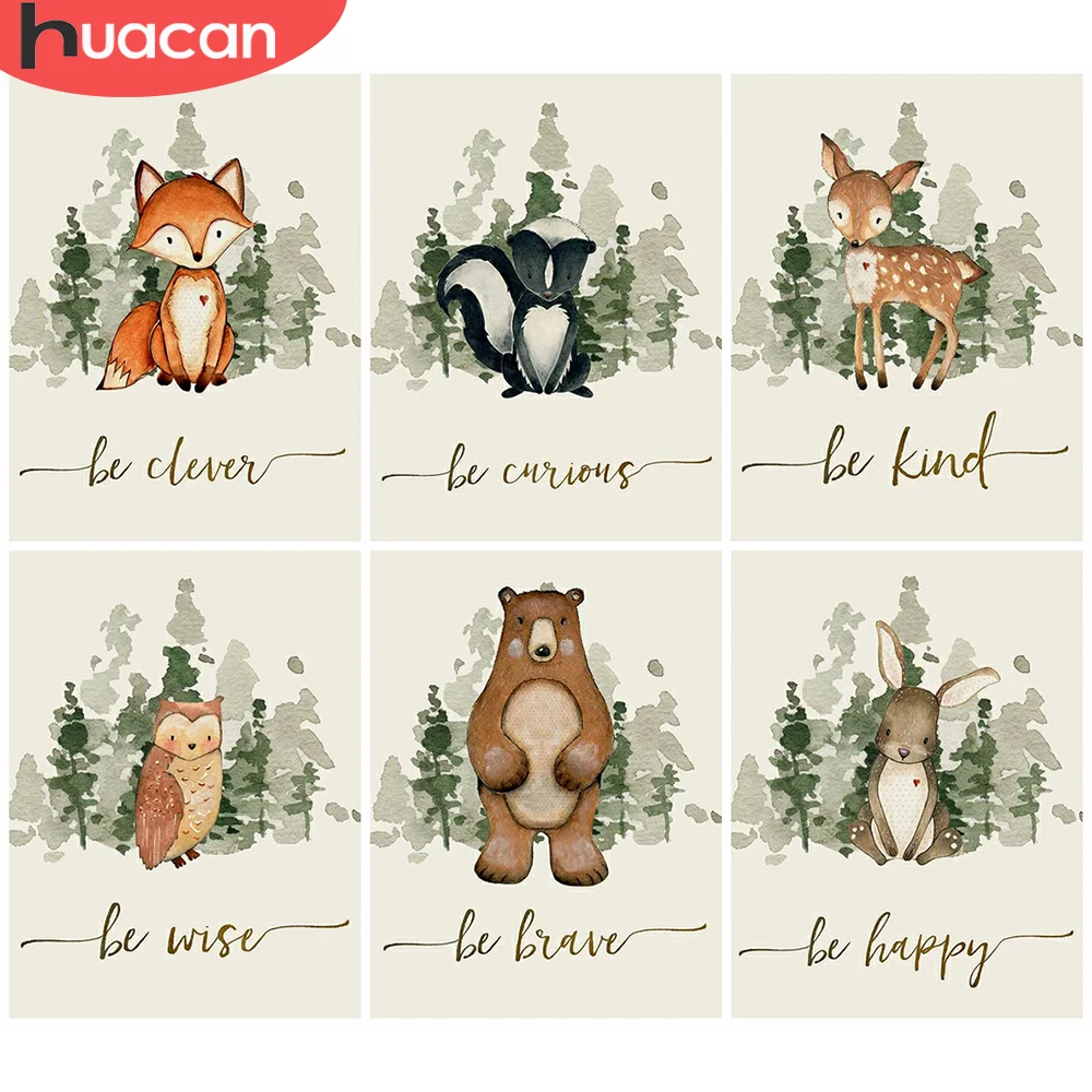 

Алмазная картина HUACAN 5d, лиса, животное, Ремесленная поделка, алмазная вышивка, олень, мозаика, мультяшный Декор для дома