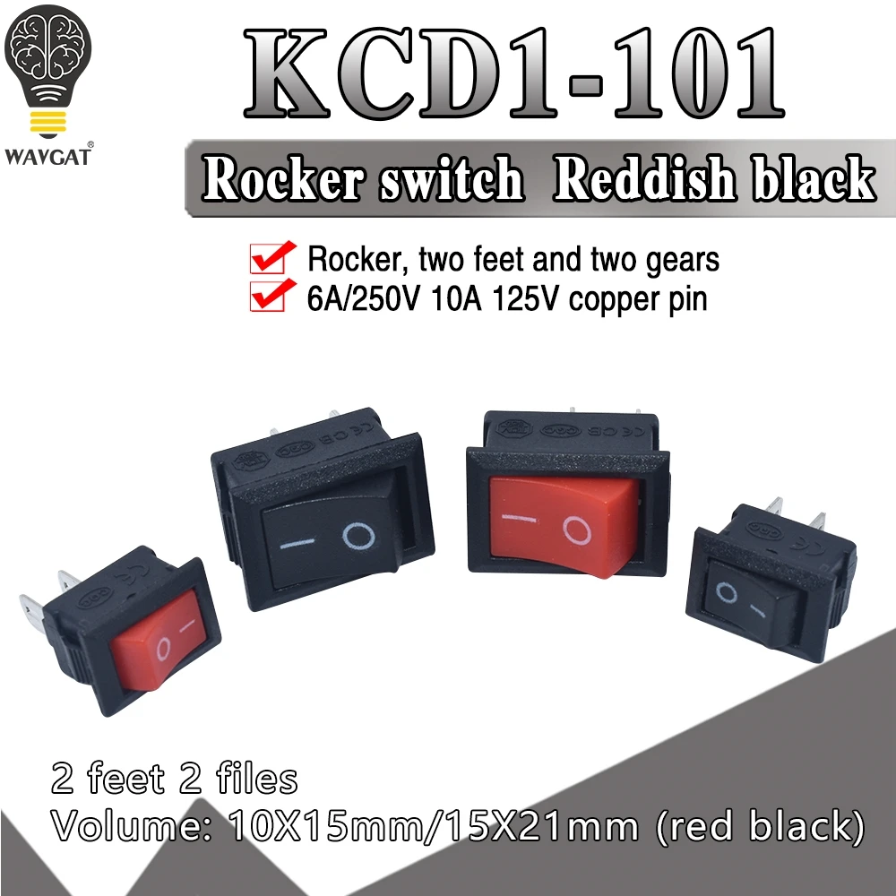 Кнопочный мини Переключатель KCD1 6A 10A 250 В 101 2Pin 10*15 21*15 мм черный красный белый 5