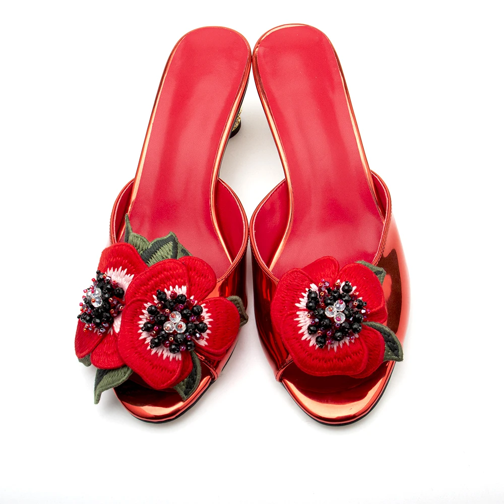 Сандалии Xobzjh женские на низком каблуке роскошные дизайнерские босоножки красные