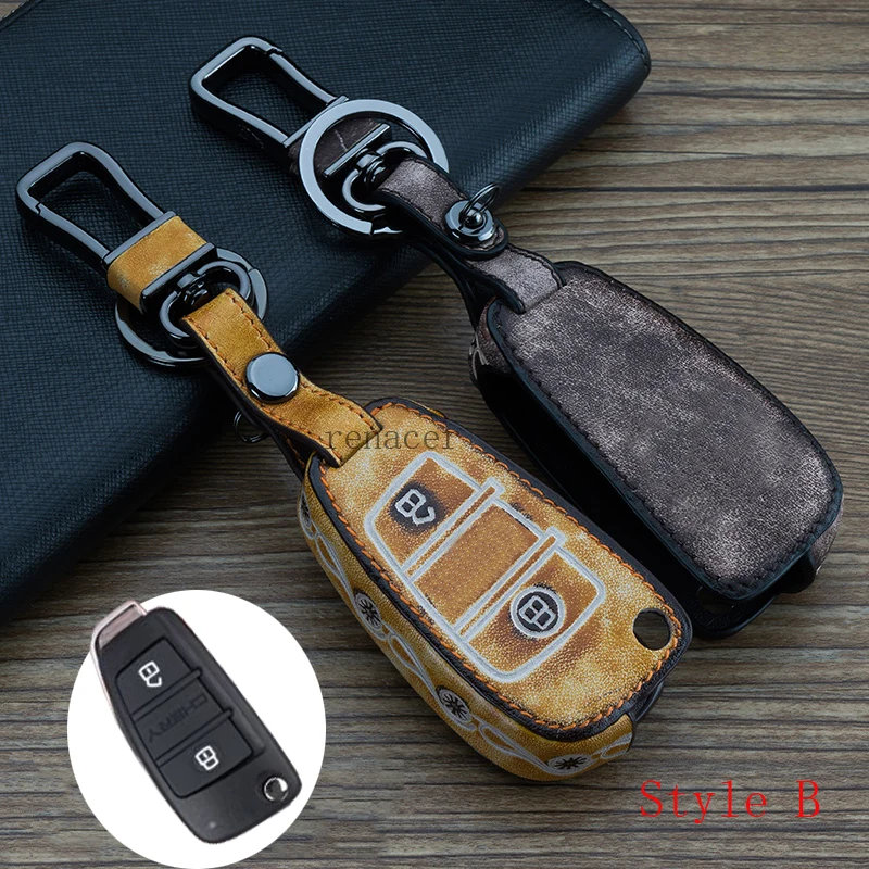 Антикварные деревянные зерна кожаный чехол для автомобильных ключей Брелок