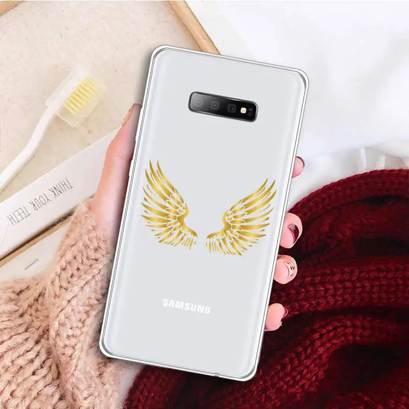 

Golden leaf flower love leopard print Phone Case Transparent for samsung A 21s 50 71 S 8 9 20 note 10 20 plus ultra
