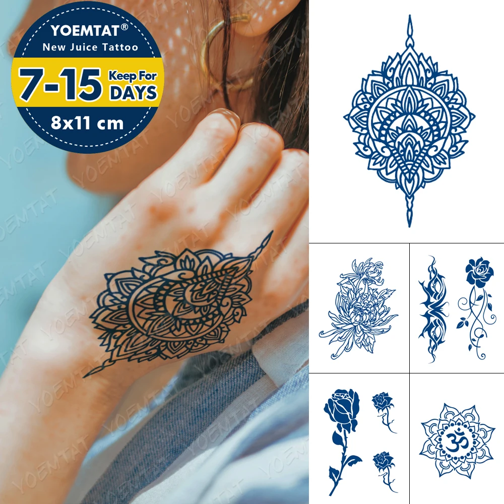

Juice Lasting Waterproof Temporary Tattoo Sticker Mandala flower Geometric Flash Tatoo Male Arm Thigh Body Art Fake Tatto Female