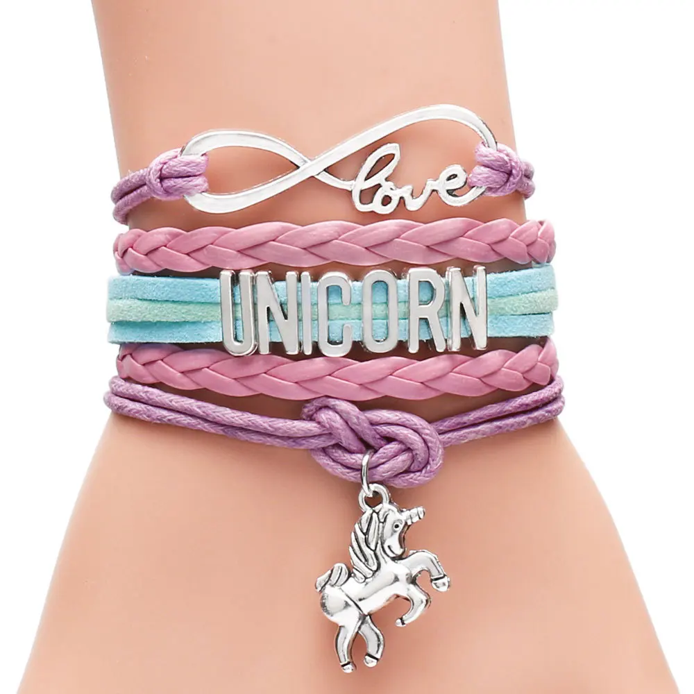 Плетеный детский браслет с единорогом для девочек браслеты дружбы ювелирные