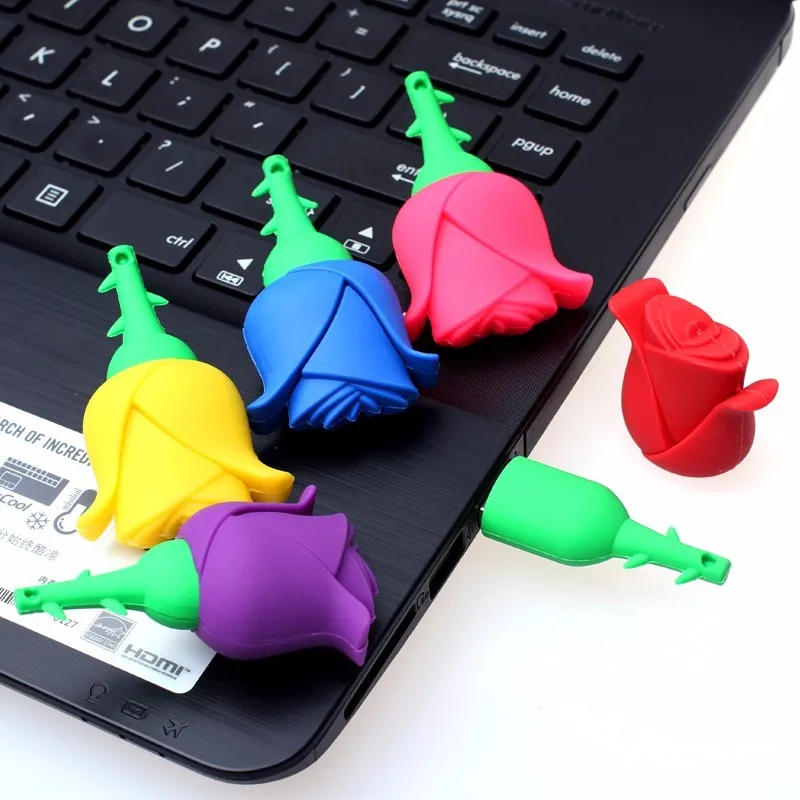 Флеш-накопитель с розовым пером flower usb 4 ГБ 8 ГБ 16 ГБ 32 ГБ 64 Гб Флешка 128 ГБ 256 ГБ Красный Желтый Розовый карта памяти u stick