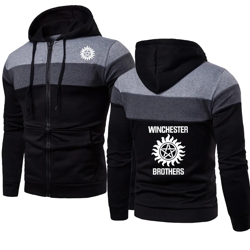 

NEW Spring Autumn Zip Jacket Winchester Brothers Printing Casual Sports jacket Splicing High Quality Cotton Men Clothing