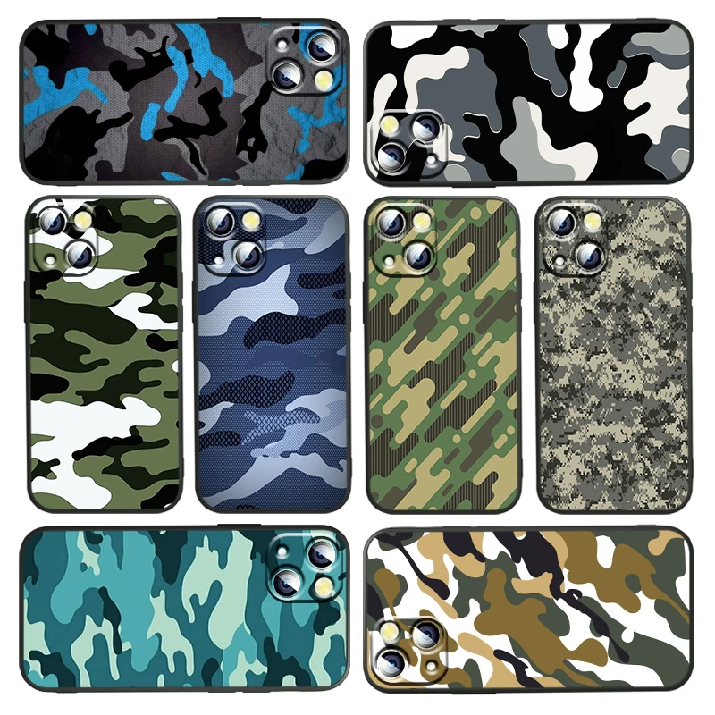 

Camouflage Pattern Phone Case For Apple iPhone 13 12 11 SE XS XR X 7 8 6 5 S mini Plus Pro MAX 2020 Black Soft TPU Cover