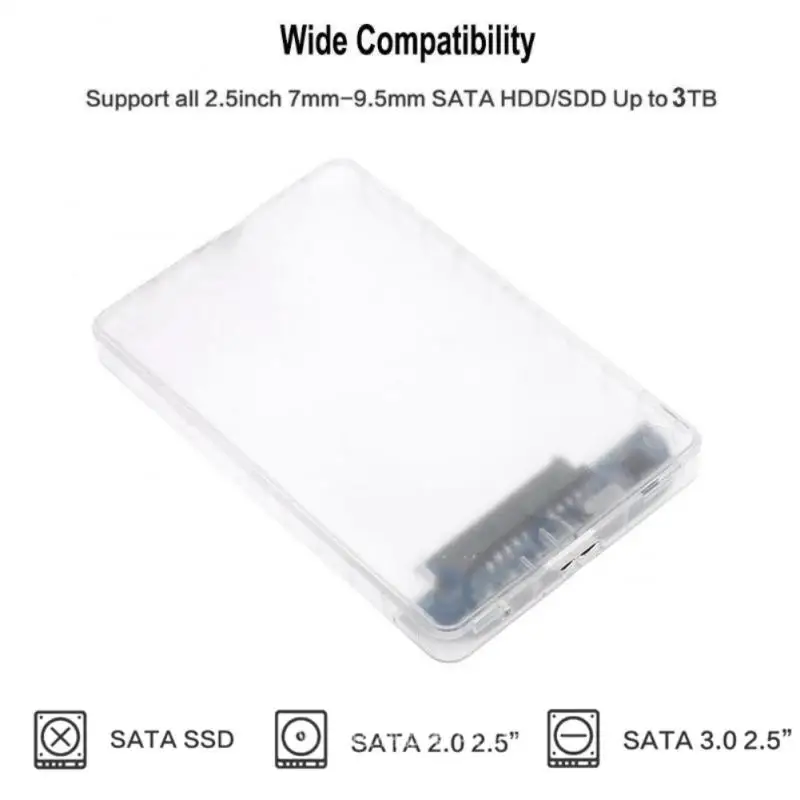 5Gbps 2.5'' Transparent SSD HDD Case USB 3.0 To SATA Adapter Drive External Hard Disk Support 2TB UASP Protocol | Электроника