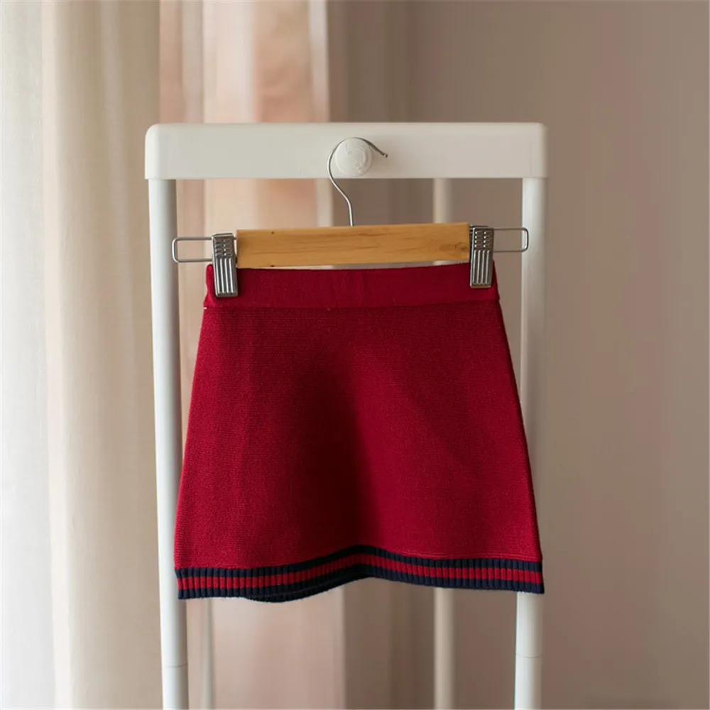 Осенне зимний детский комплект Рождественский вязаный свитер юбка костюм для