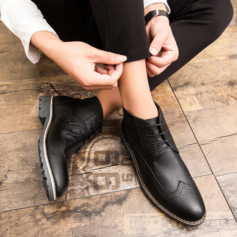 Новинка Ботинки из натуральной кожи с острым носком Мужские роскошные сапоги