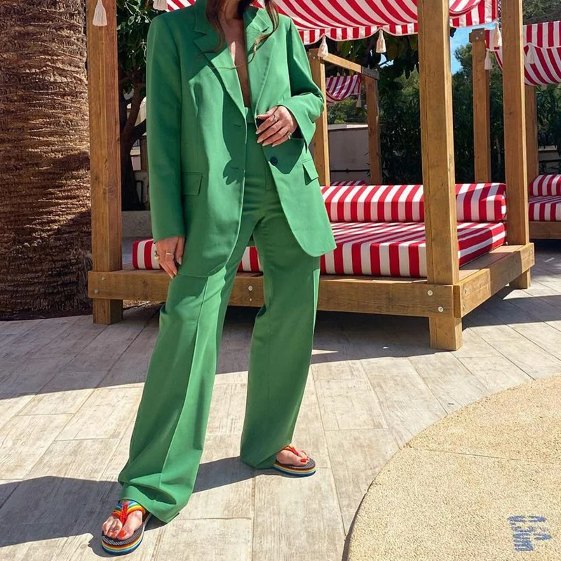 

Women's solid color casual suit single-breasted pocket blazer ladies career office outwear