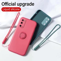 ring holder silicone case for samsung galaxy s21 s20 s10 s9 s8 plus s20fe note 20 ultra 10 9 a50 a70 soft liquid cover