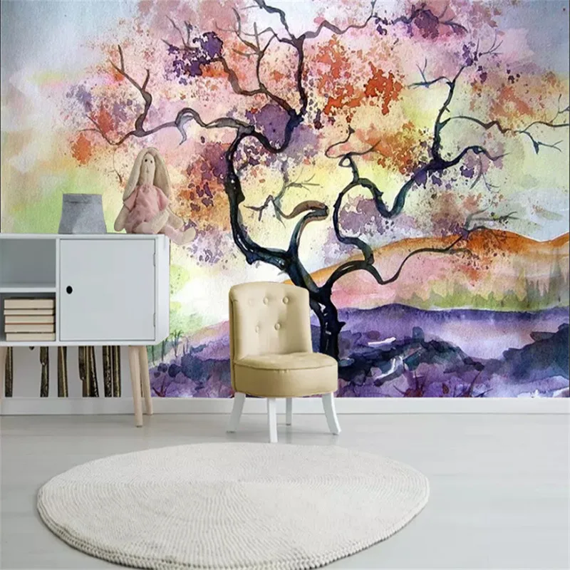 

Color Art Hand-Painted Abstract Branch Painting Personality Art Creative Background Decorative Mural Custom Wall Covering