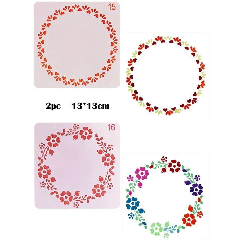 

2pc Puzzle Stencil Painting Template Diy Embossing Accessories Diary Sjablonen For Scrapbooking Reusable Office School Supplies