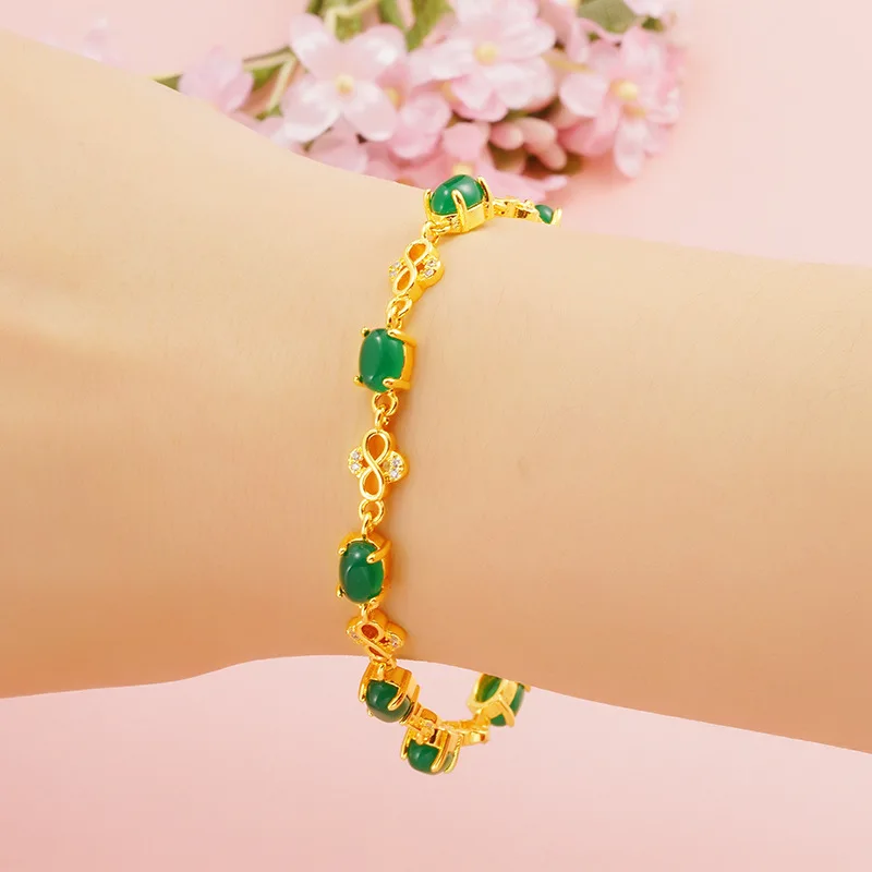 OMHXFC Wholesale BE421 European Fashion Fine Woman Girl Party Birthday Wedding Gift Vintage AAA Zircon 24KT Gold Bracelet Bangle | Украшения