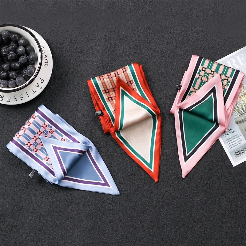 Дамские ленты для волос Дизайнерские шарфы с шелковым воротником и принтом