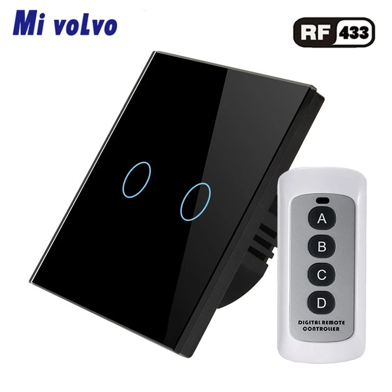 Сенсорный выключатель Mivolvo RF433 панель из закаленного стекла с беспроводным