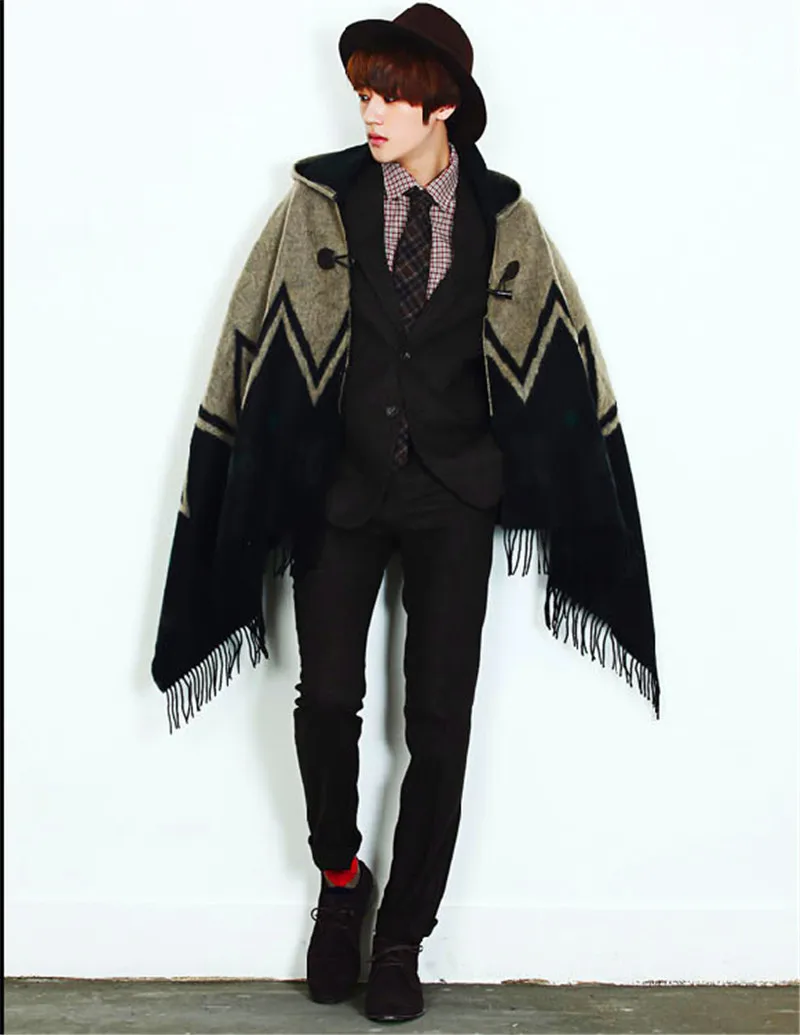 Мужская накидка с капюшоном контрастная | одежда