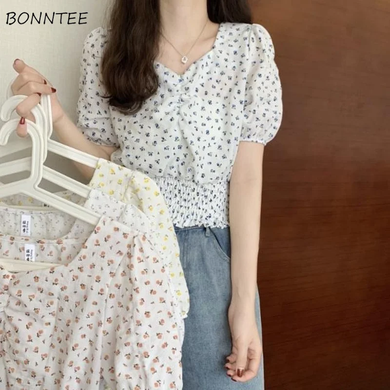 

Blouses Women Casual Printing Puff Sleeve Sweet Students Tender Ladies Kawaii Girls Lovely Elegant Fashion Ulzzang Chic Newest