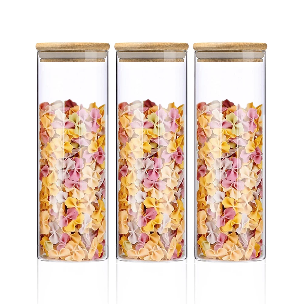 Стеклянные банки для пищевых продуктов с бамбуковой крышкой силиконовый