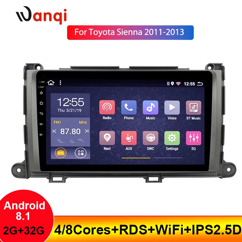 Автомобильный радиоплеер wan qi 2 Гб ОЗУ 32 ПЗУ 9 дюймов Android 8 1 для Toyota Sienna 2011 2013 GPS