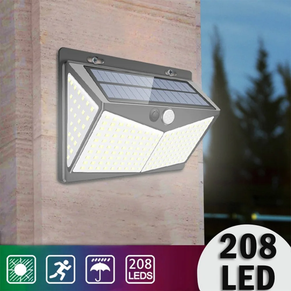Настенный светильник 208 светодиодный прочный уличный с датчиком солнечного