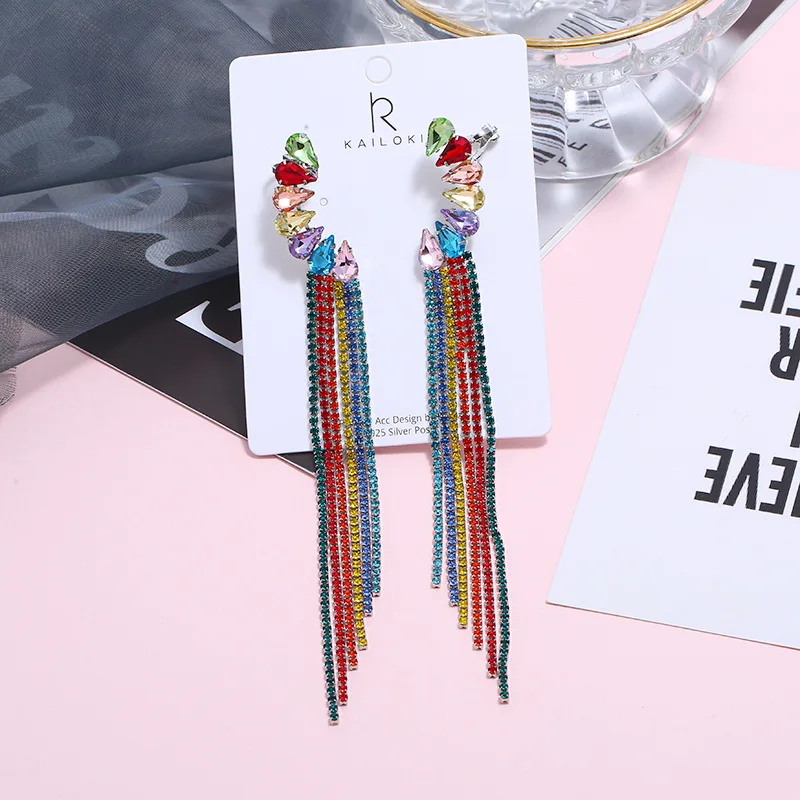 Ювелирные изделия FARLENA роскошные разноцветные Висячие серьги Стразы с
