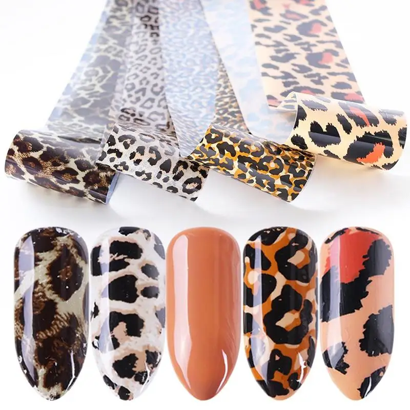 4 шт. наклейки для ногтей фольга сексуальный леопардовый принт звездное небо