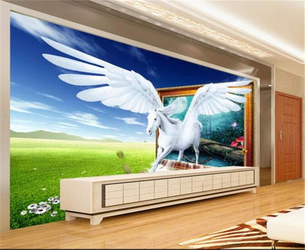 

Большие пользовательские обои beibehang, 3D стерео фрески, Фэнтезийный Пегас, фон для телевизора, гостиной, спальни, настенные украшения