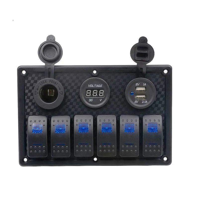 6 банд ВКЛ-ВЫКЛ тогл прикуриватель автомобильное зарядное устройство двойной USB