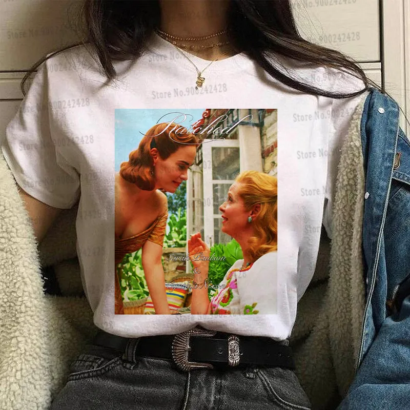 

One Flew Over The Cuckoo's Nest t shirt women Lady Sarah Paulson Watercolor painting T-shirt Vogue Aesthetic Ratched Graphic Top